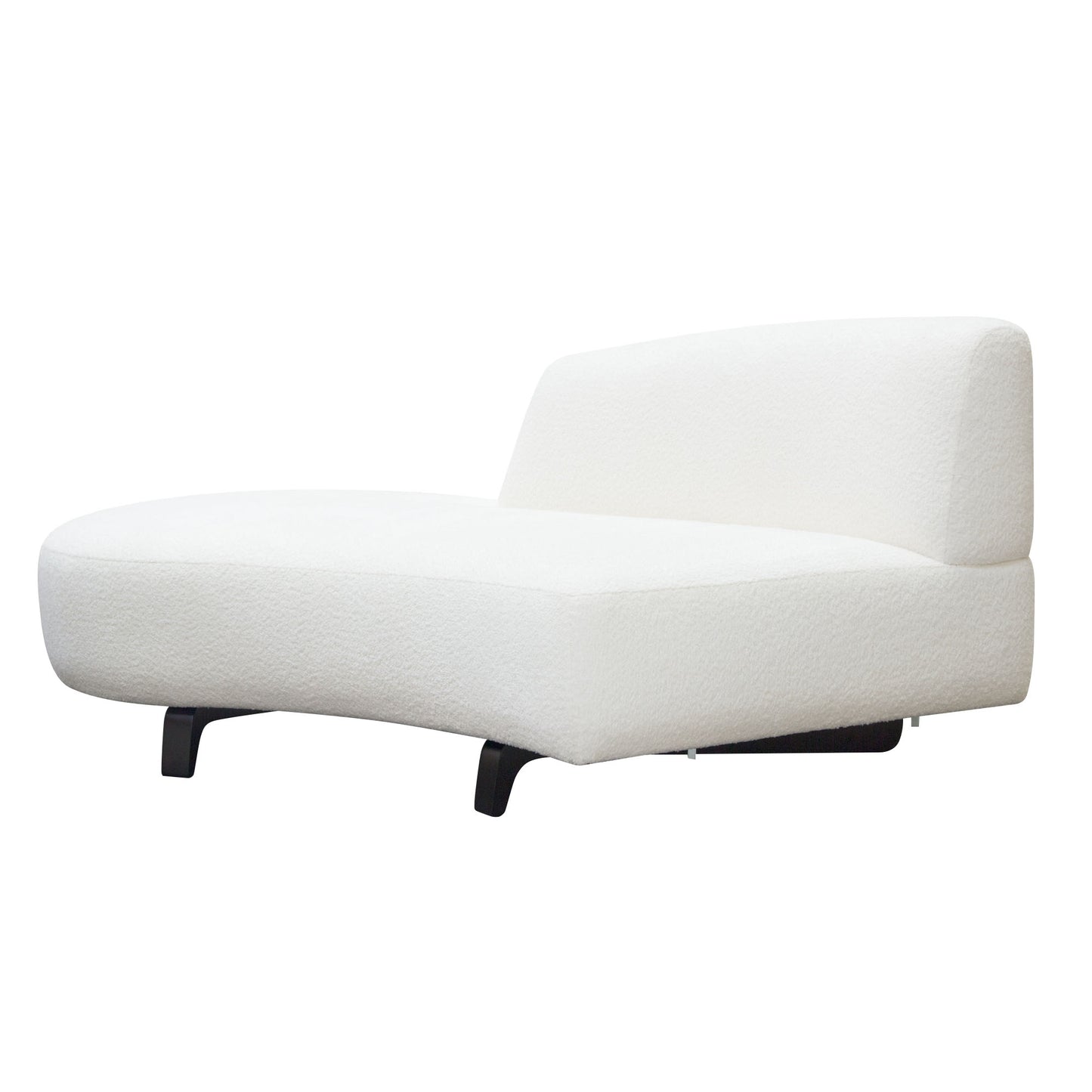 Vesper Curved Armless Left/Right Chaise in Faux White Shearling w/ Black Wood Leg Base by Diamond Sofa