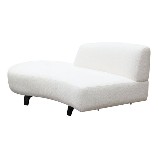 Vesper Curved Armless Left/Right Chaise in Faux White Shearling w/ Black Wood Leg Base by Diamond Sofa