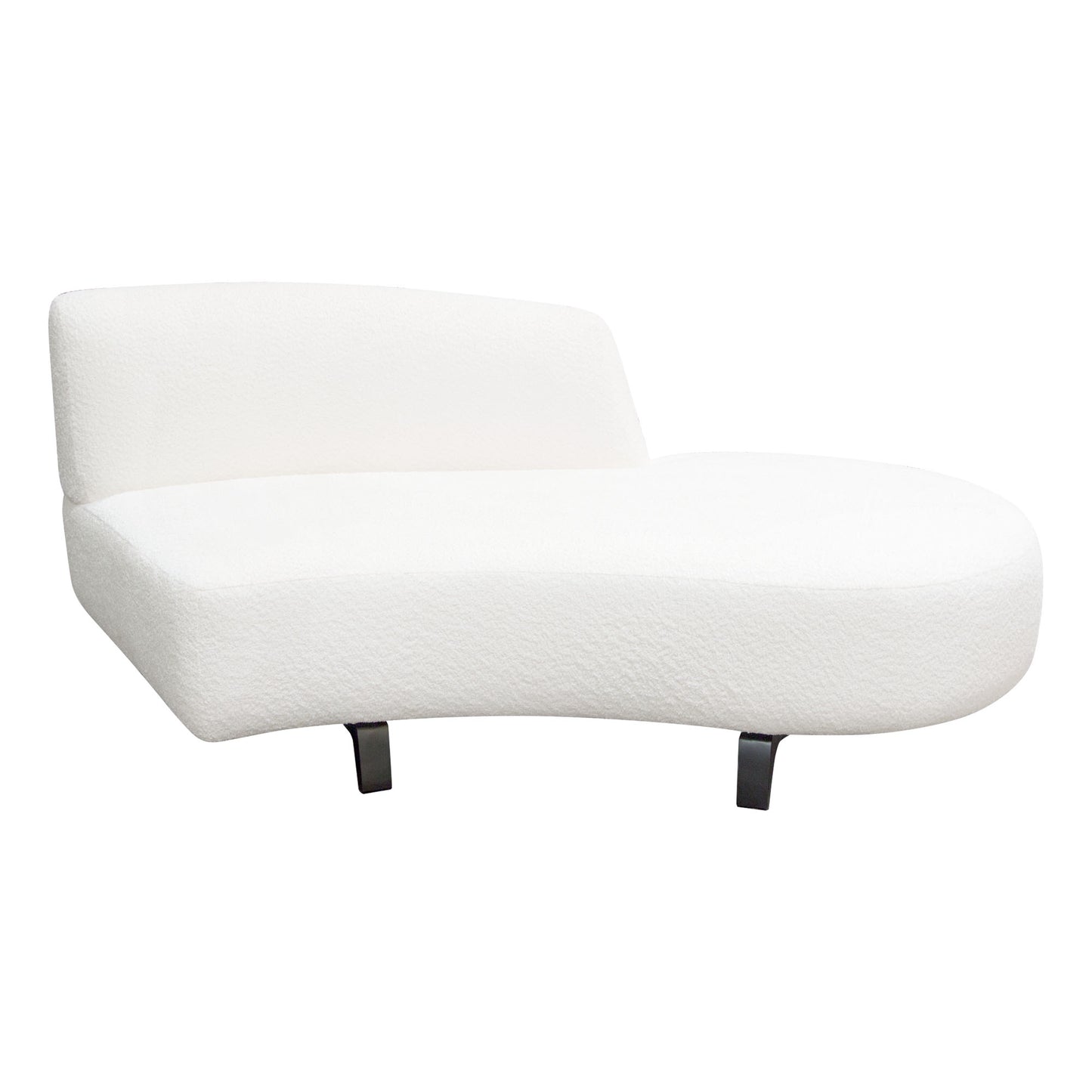 Vesper Curved Armless Left/Right Chaise in Faux White Shearling w/ Black Wood Leg Base by Diamond Sofa