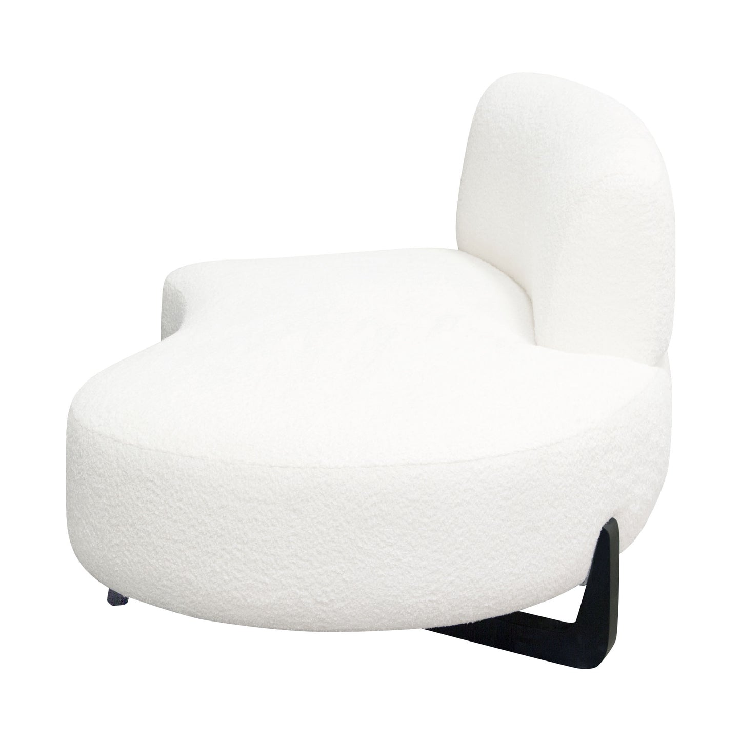 Vesper Curved Armless Left/Right Chaise in Faux White Shearling w/ Black Wood Leg Base by Diamond Sofa