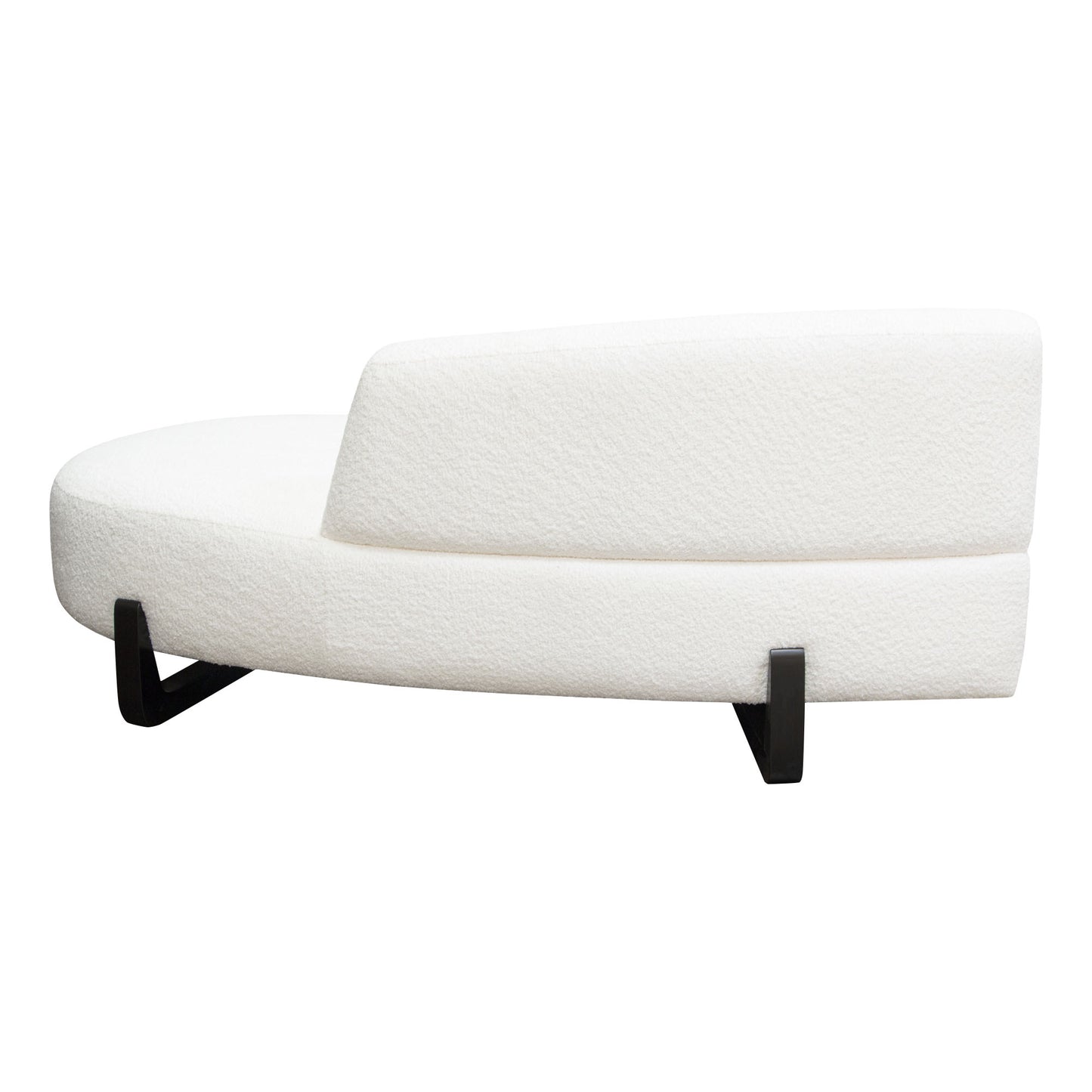 Vesper Curved Armless Left/Right Chaise in Faux White Shearling w/ Black Wood Leg Base by Diamond Sofa