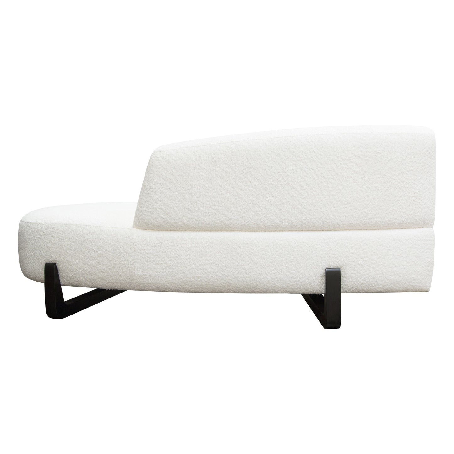 Vesper Curved Armless Left/Right Chaise in Faux White Shearling w/ Black Wood Leg Base by Diamond Sofa