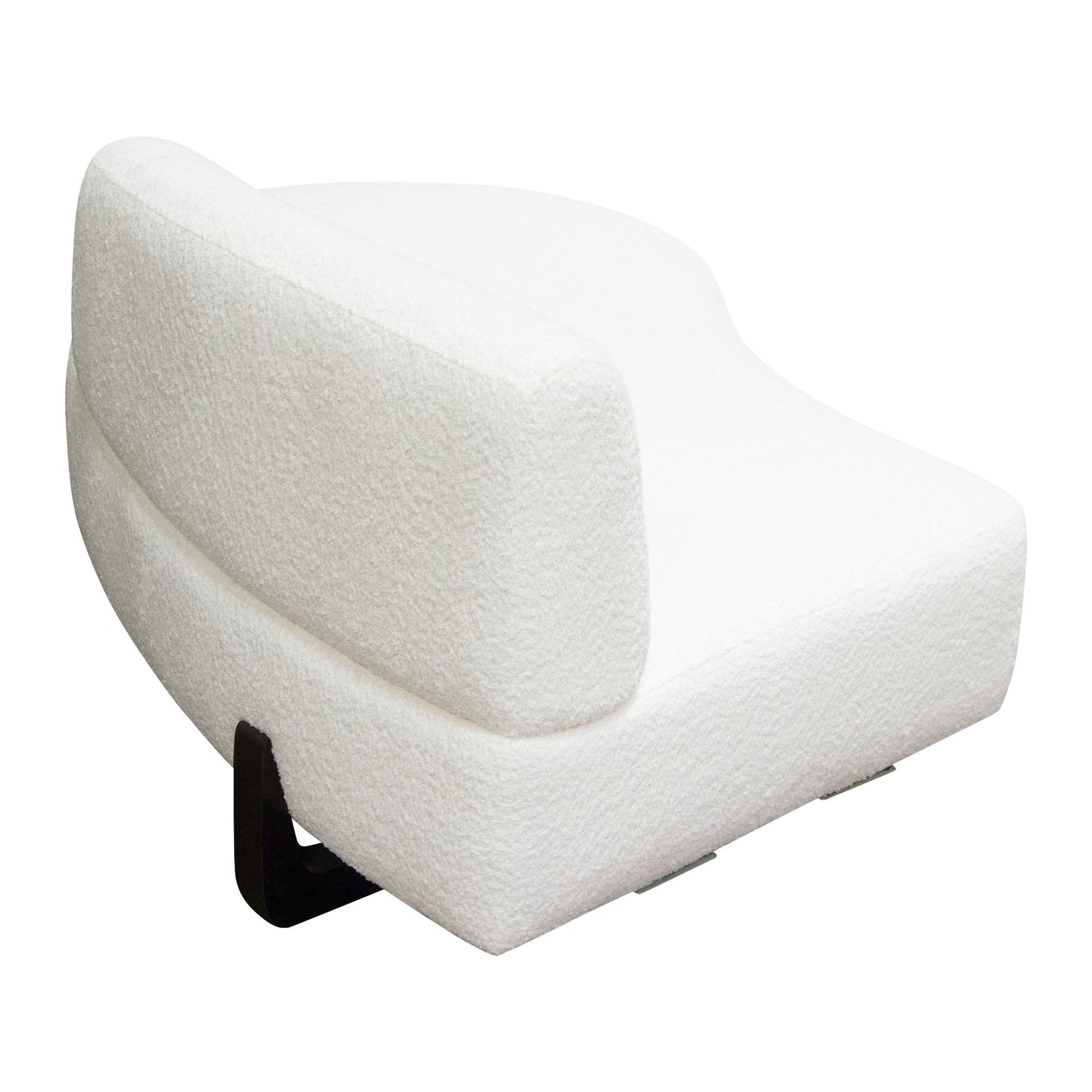 Vesper Curved Armless Left/Right Chaise in Faux White Shearling w/ Black Wood Leg Base by Diamond Sofa