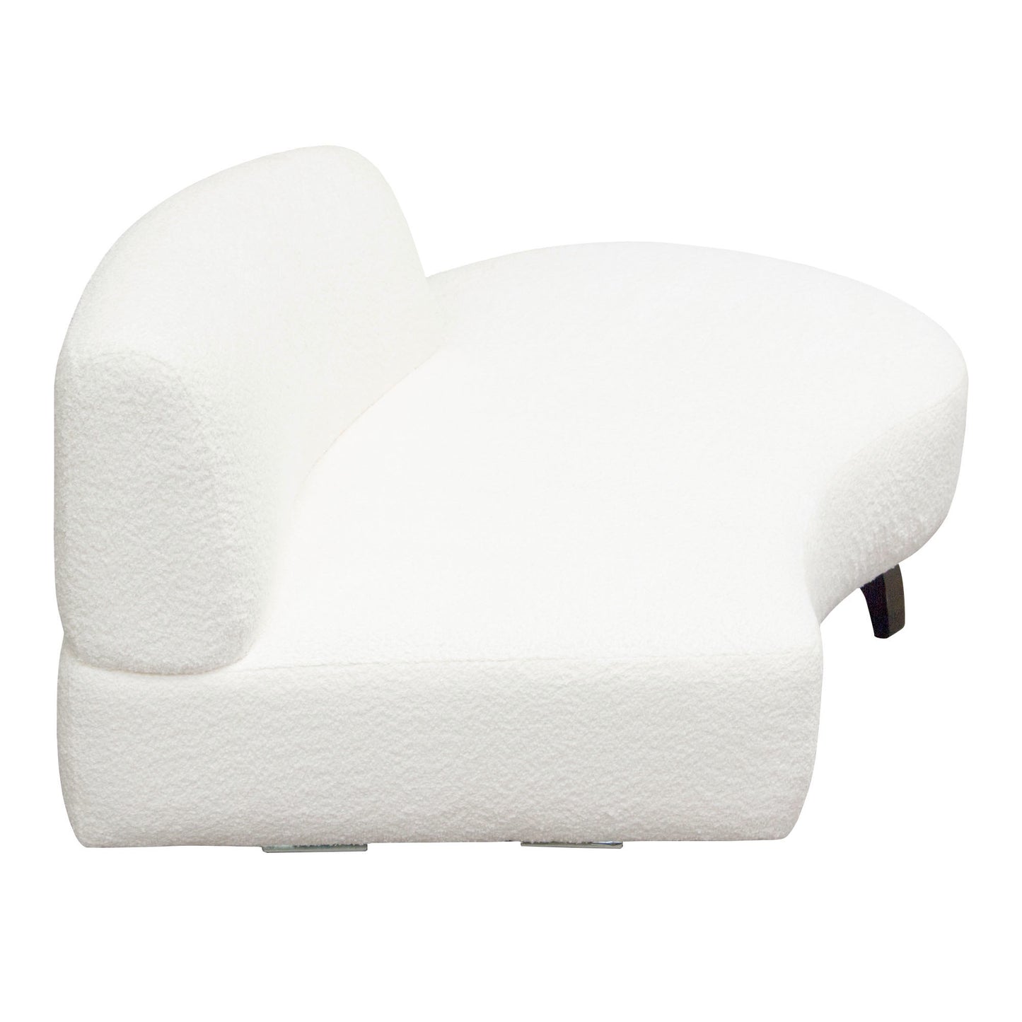 Vesper Curved Armless Left/Right Chaise in Faux White Shearling w/ Black Wood Leg Base by Diamond Sofa