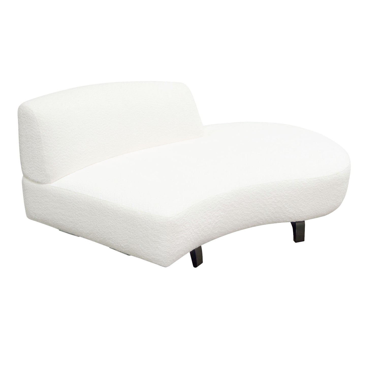 Vesper Curved Armless Left/Right Chaise in Faux White Shearling w/ Black Wood Leg Base by Diamond Sofa