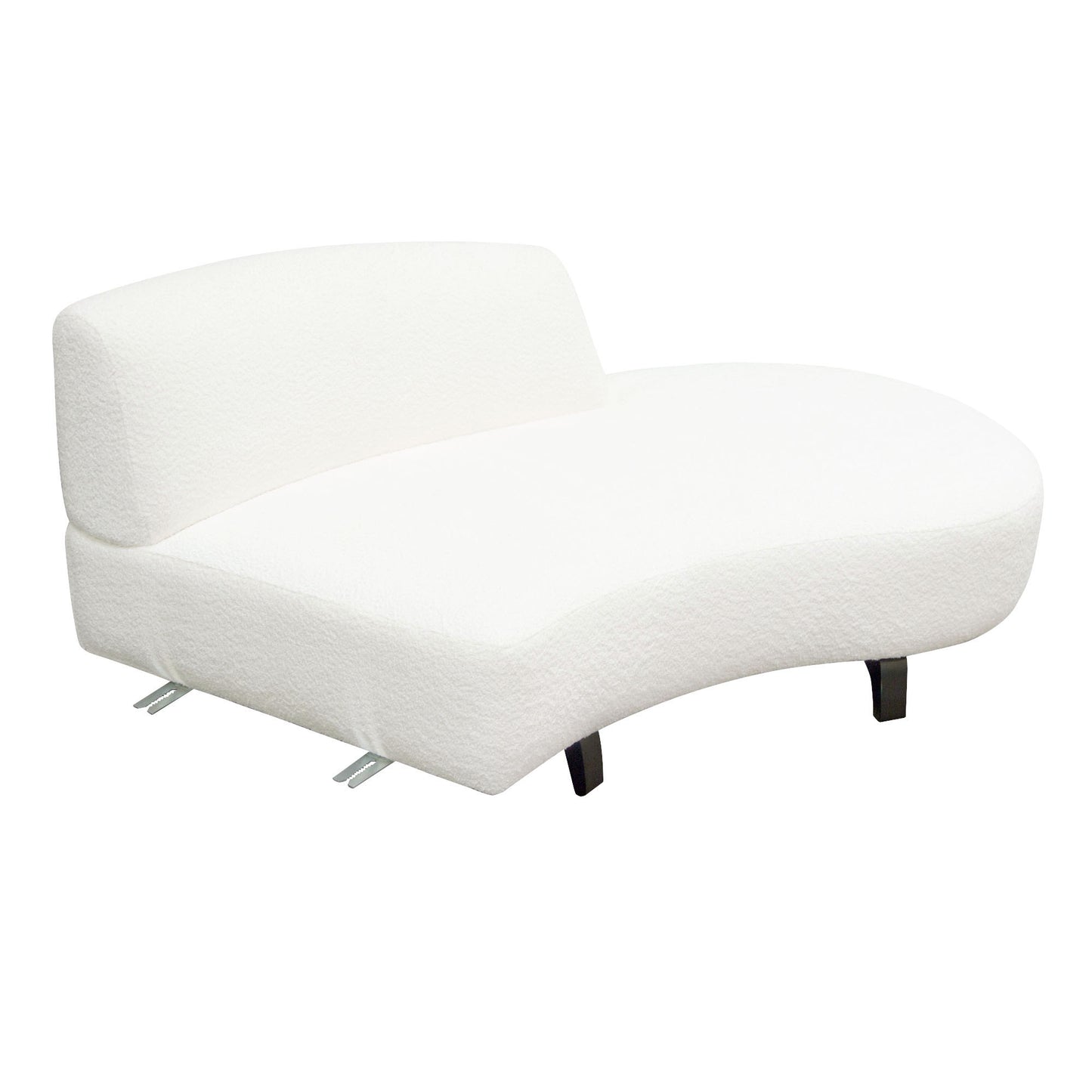 Vesper Curved Armless Left/Right Chaise in Faux White Shearling w/ Black Wood Leg Base by Diamond Sofa