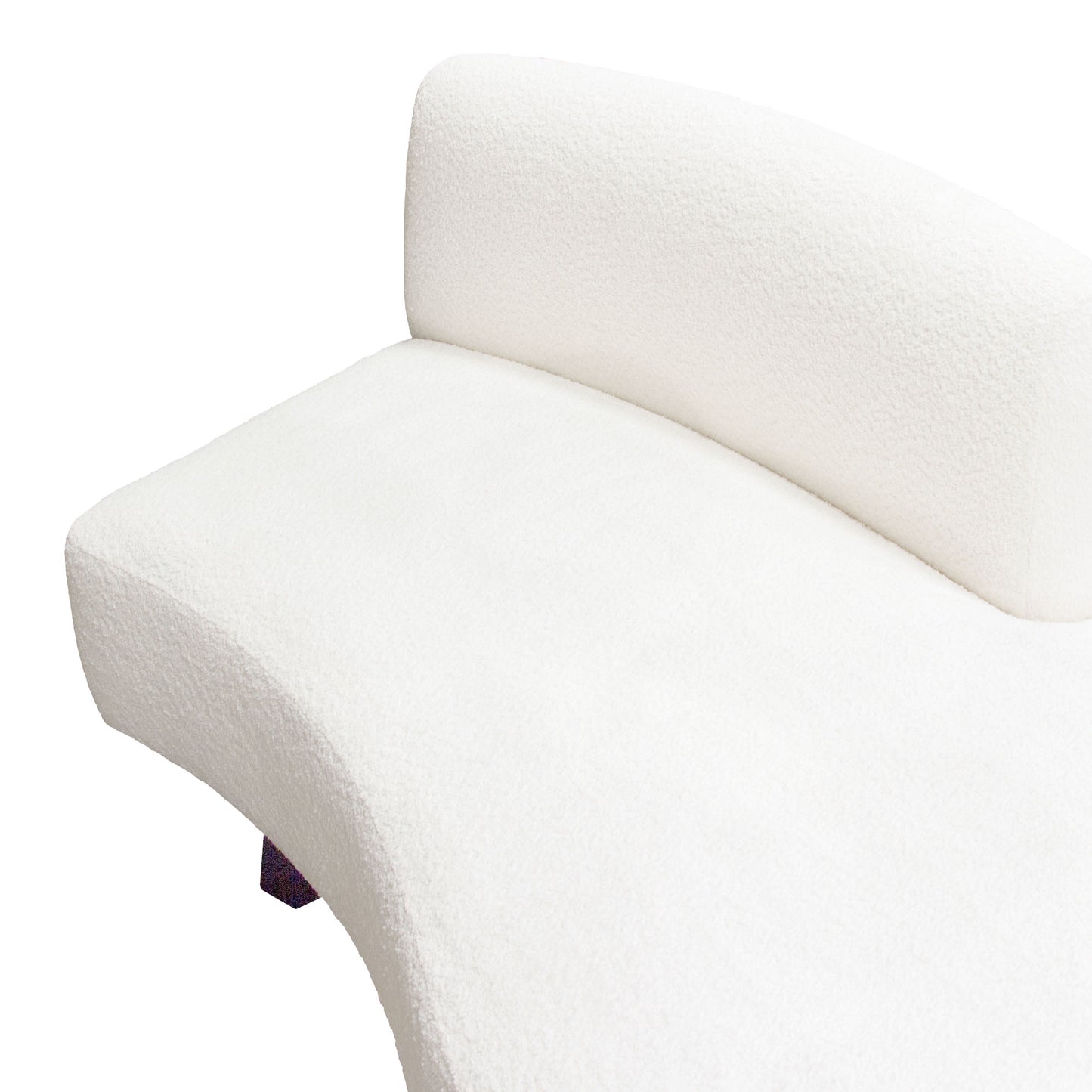 Vesper Curved Armless Left/Right Chaise in Faux White Shearling w/ Black Wood Leg Base by Diamond Sofa