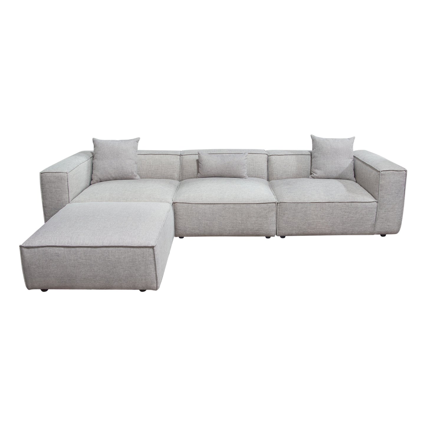 Vice 4PC Modular Sectional in Barley Fabric with Ottoman by Diamond Sofa VICE4PCBA