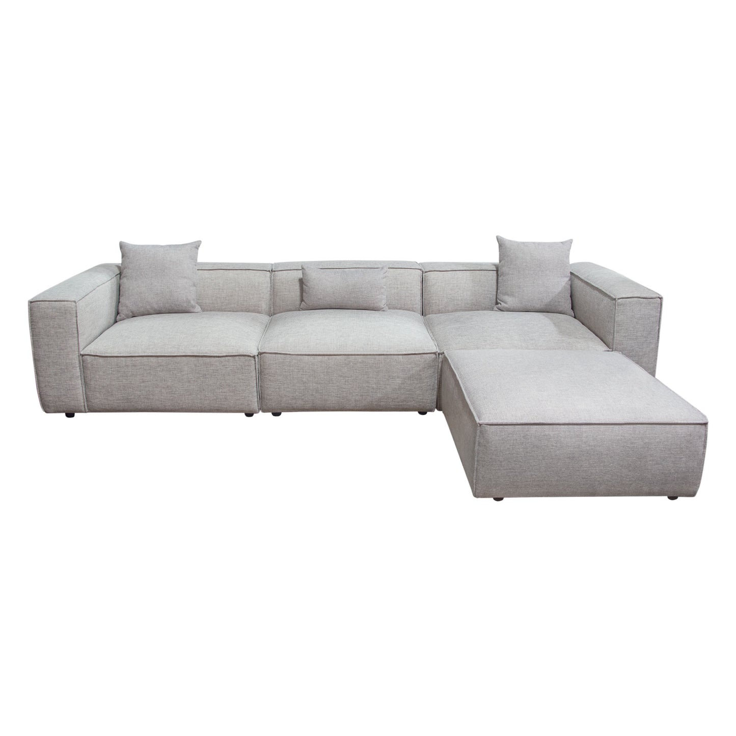 Vice 4PC Modular Sectional in Barley Fabric with Ottoman by Diamond Sofa VICE4PCBA