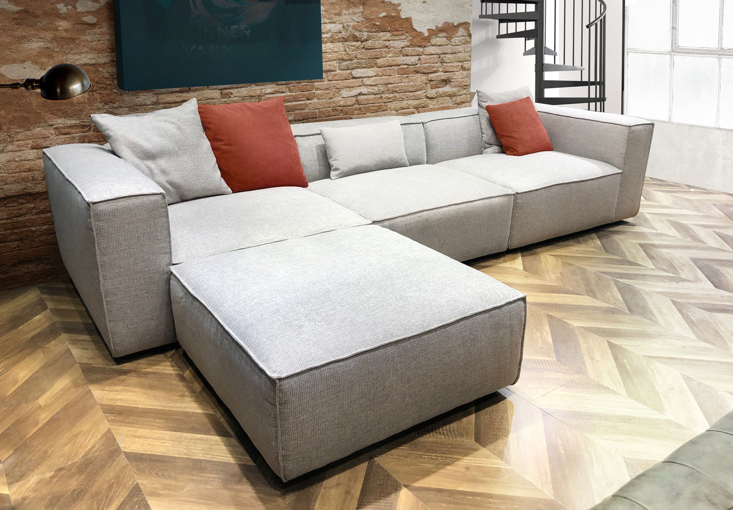 Vice 4PC Modular Sectional in Barley Fabric with Ottoman by Diamond Sofa VICE4PCBA