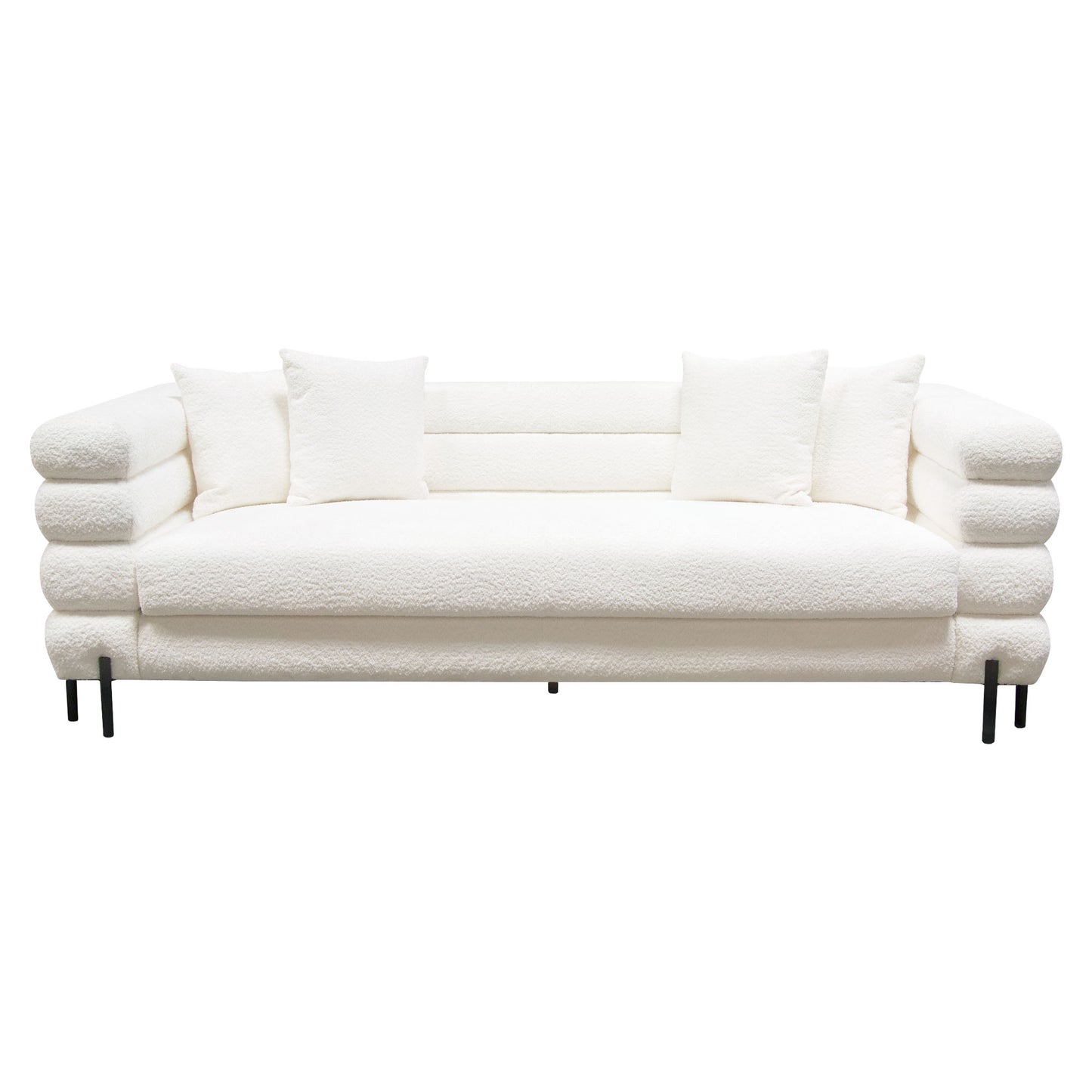 Vox Sofa in Faux White Shearling w/ Black Powder Metal Legs by Diamond Sofa VOXSOWH