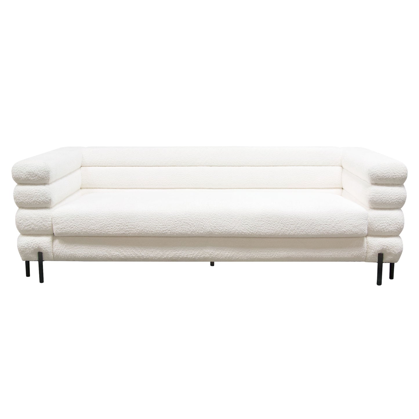 Vox Sofa in Faux White Shearling w/ Black Powder Metal Legs by Diamond Sofa VOXSOWH