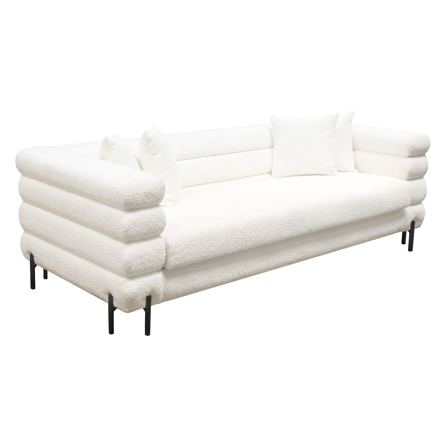 Vox Sofa in Faux White Shearling w/ Black Powder Metal Legs by Diamond Sofa VOXSOWH