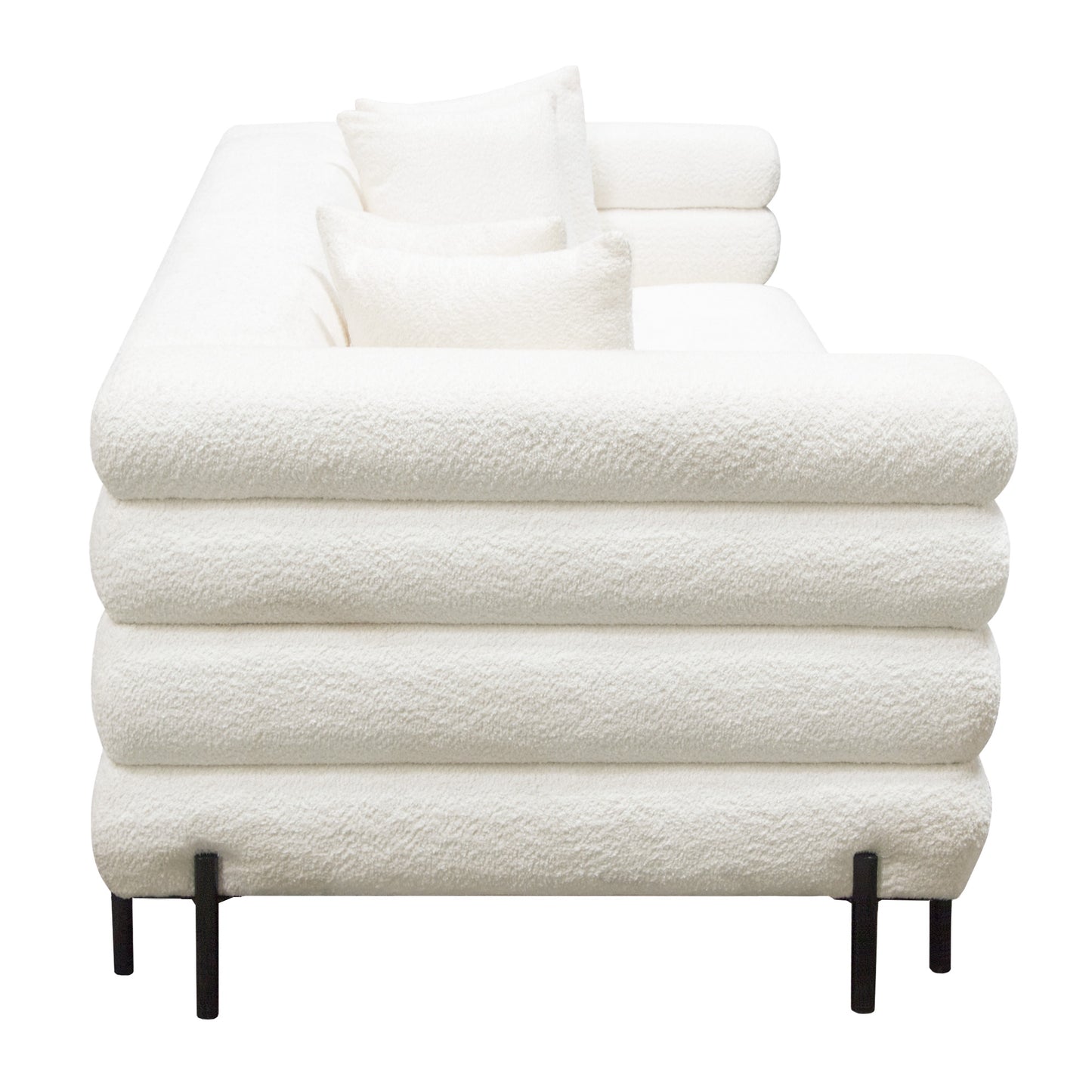 Vox Sofa in Faux White Shearling w/ Black Powder Metal Legs by Diamond Sofa VOXSOWH