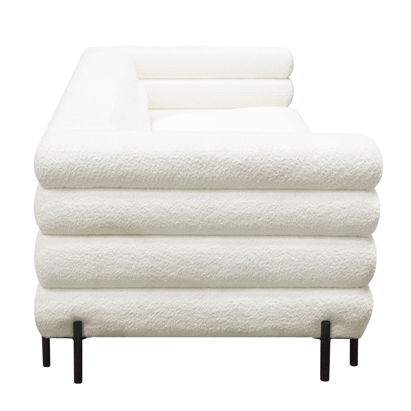 Vox Sofa in Faux White Shearling w/ Black Powder Metal Legs by Diamond Sofa VOXSOWH