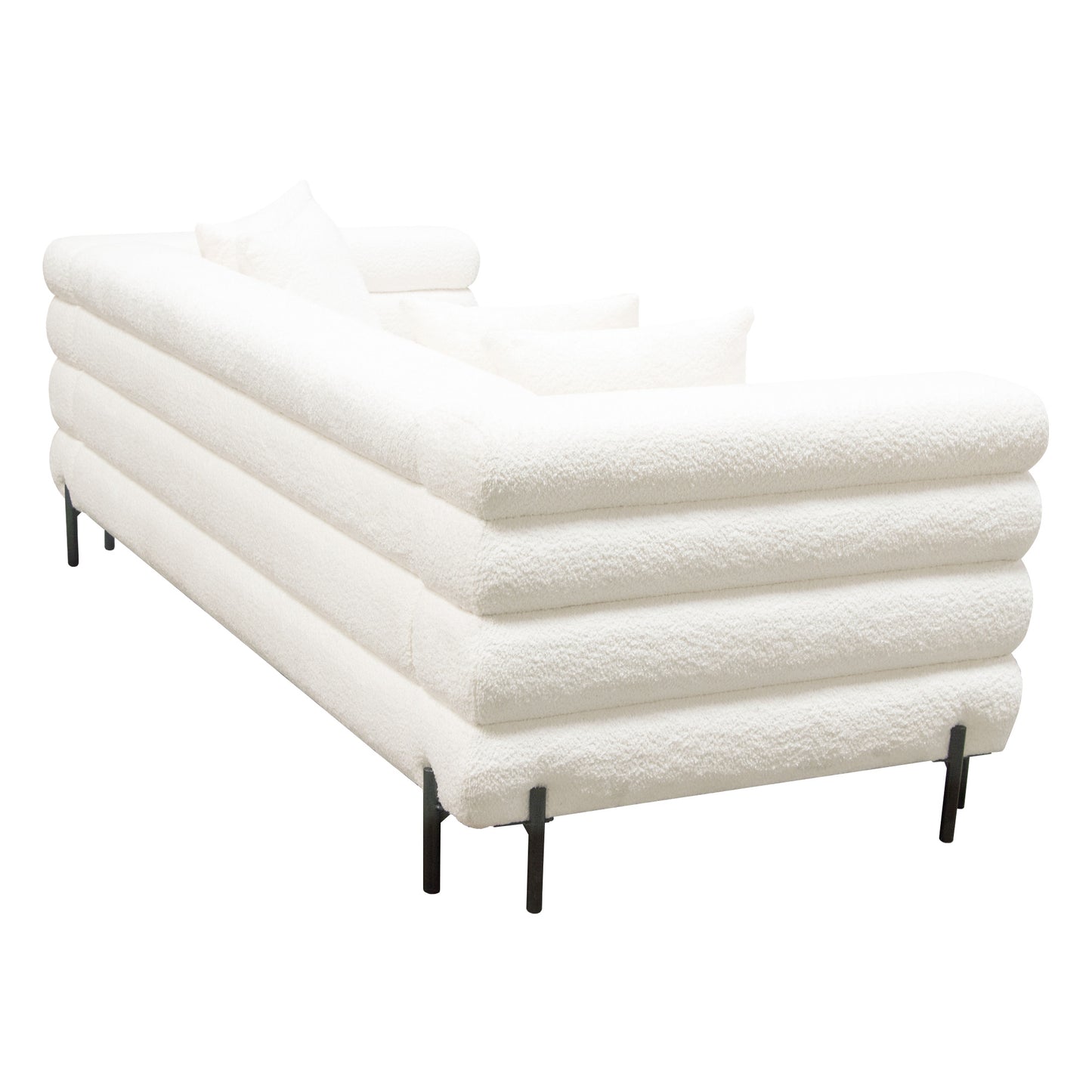 Vox Sofa in Faux White Shearling w/ Black Powder Metal Legs by Diamond Sofa VOXSOWH