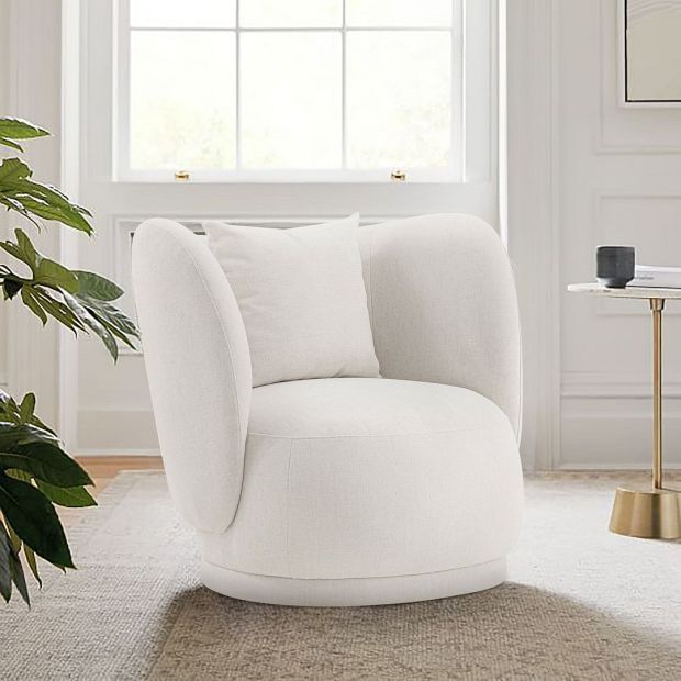 Manhattan Comfort Contemporary Siri Linen Accent Chair with Pillows