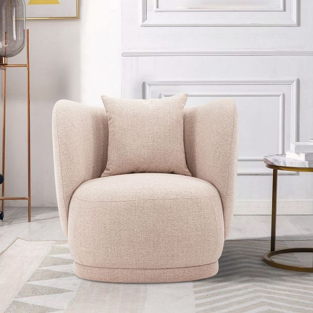 Manhattan Comfort Contemporary Siri Linen Accent Chair with Pillows