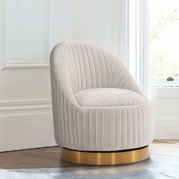 Manhattan Comfort Modern Leela Swivel Boucle Accent Chair