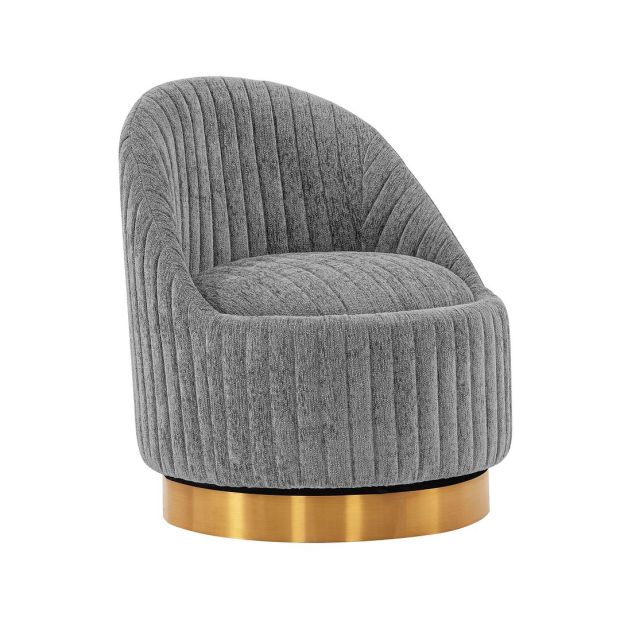 Manhattan Comfort Modern Leela Swivel Boucle Accent Chair