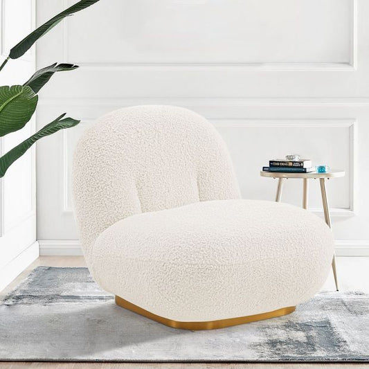 Manhattan Comfort Modern Edina Boucle Accent Chair in White AC059-WH