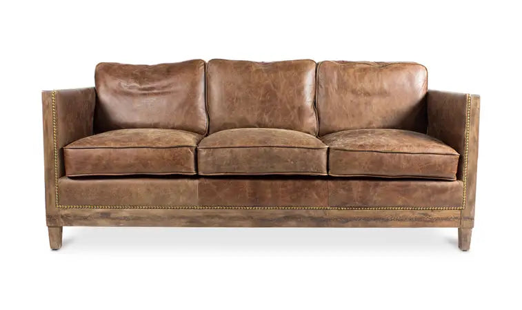 Moe's Home Darlington Sofa Grazed Brown Leather PK-1031-03