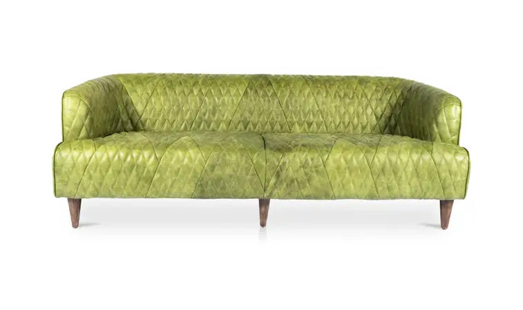 Moe's Home Magdelan Tufted Leather Sofa Jungle Grove Green Leather PK-1077-27