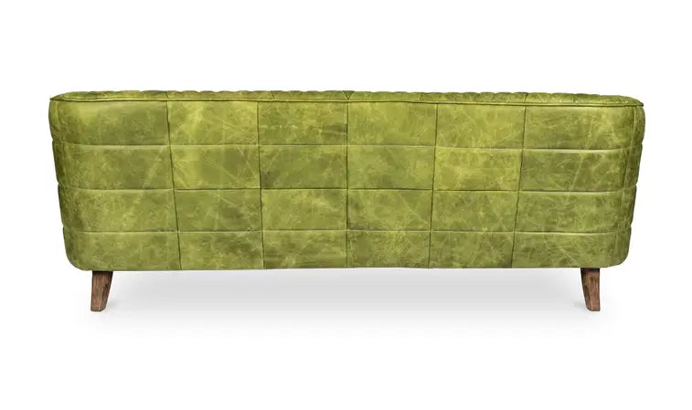 Moe's Home Magdelan Tufted Leather Sofa Jungle Grove Green Leather PK-1077-27