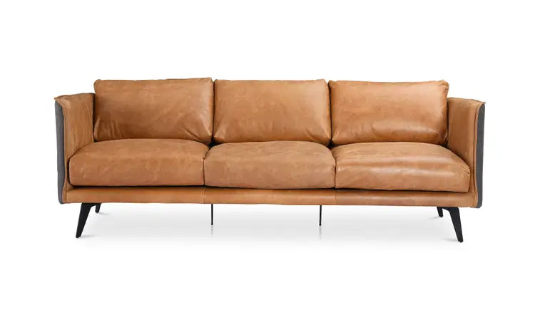 Moe's Home Messina Leather Sofa Cigare Tan Leather PK-1097-23