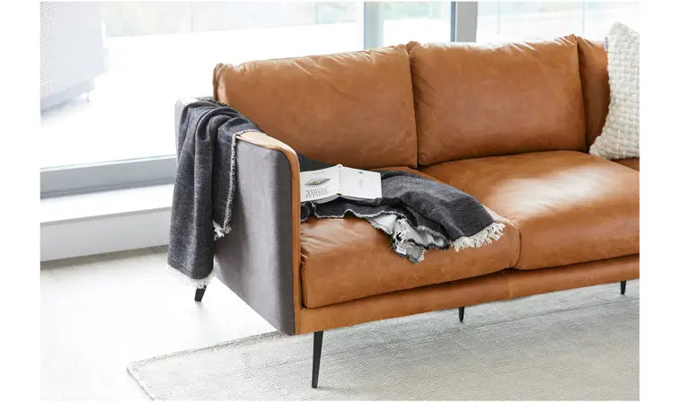 Moe's Home Messina Leather Sofa Cigare Tan Leather PK-1097-23