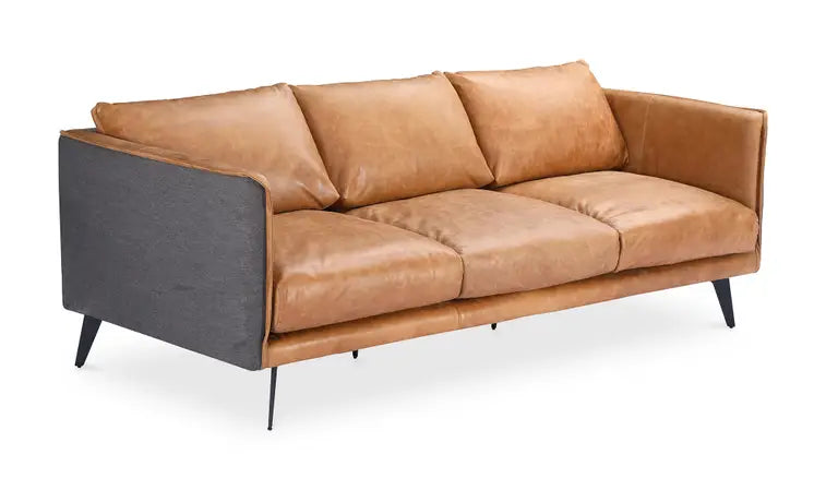 Moe's Home Messina Leather Sofa Cigare Tan Leather PK-1097-23