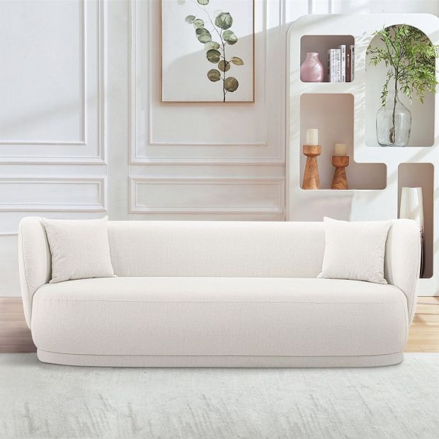 Manhattan Comfort Contemporary Siri Linen 92.52 Sofa with Pillows