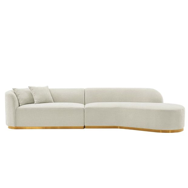 Manhattan Comfort Contemporary Daria Linen Sofa Sectional with Pillows