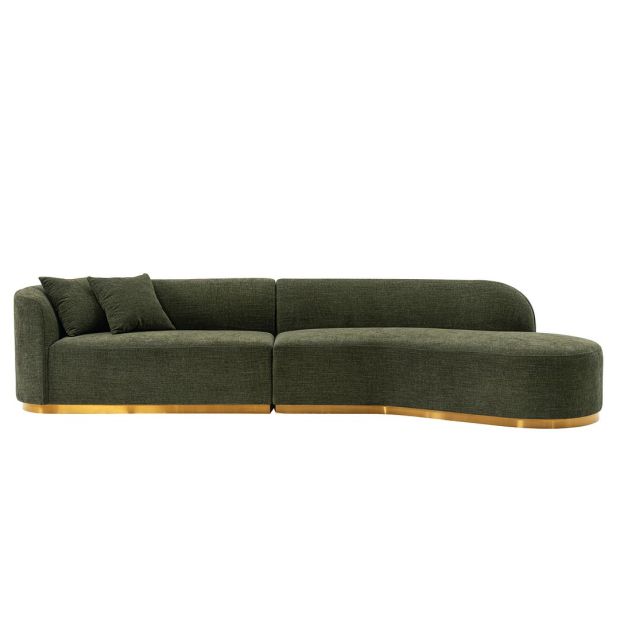 Manhattan Comfort Contemporary Daria Linen Sofa Sectional with Pillows