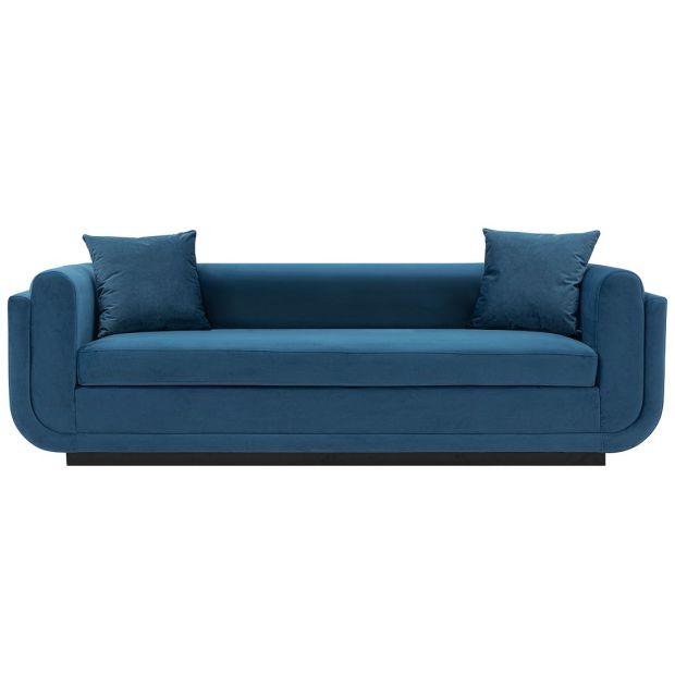 Manhattan Comfort Contemporary Edmonda Velvet Sofa with Pillows